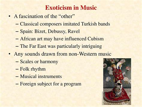 exoticism music definition What role does the exoticism in music play in cultural exchange and understanding?